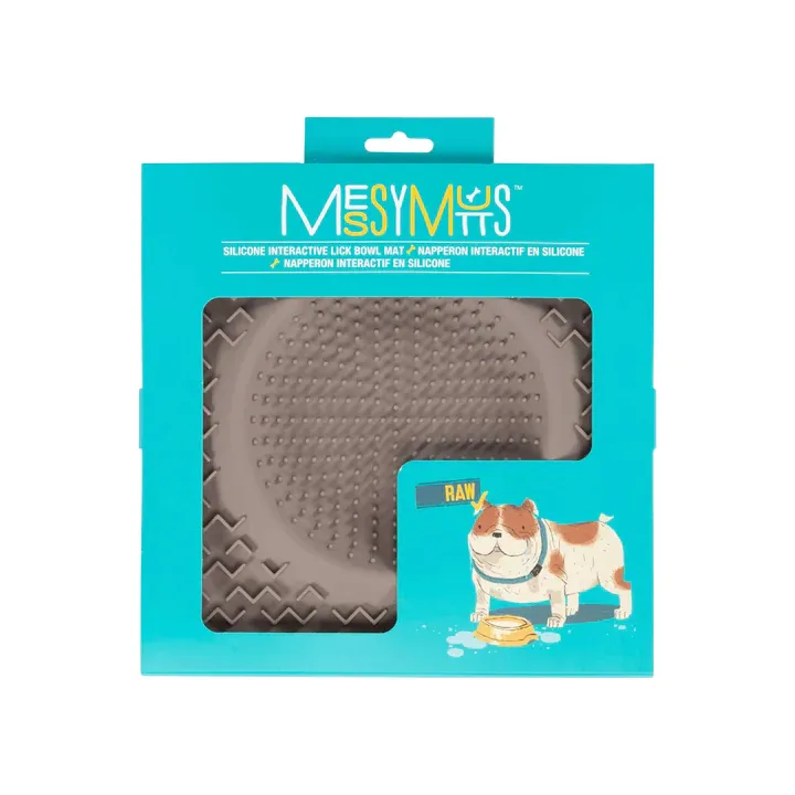 Messy Mutts Silicone Therapeutic Dog Lick Bowl Mat Gray 10" x10"