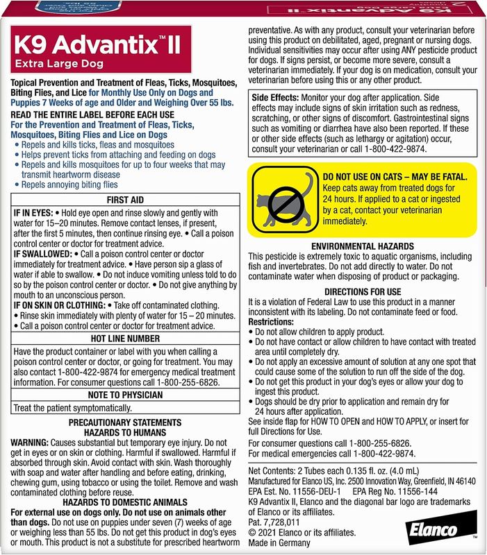 K9 ADVANTIX II DOG XTRA LARGE 55+LBS 2PK