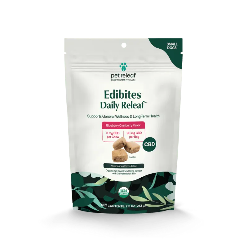 Pet Releaf Stress Releaf Organic Hemp Edibites Peppered Bacon Flavor for Small Dogs
