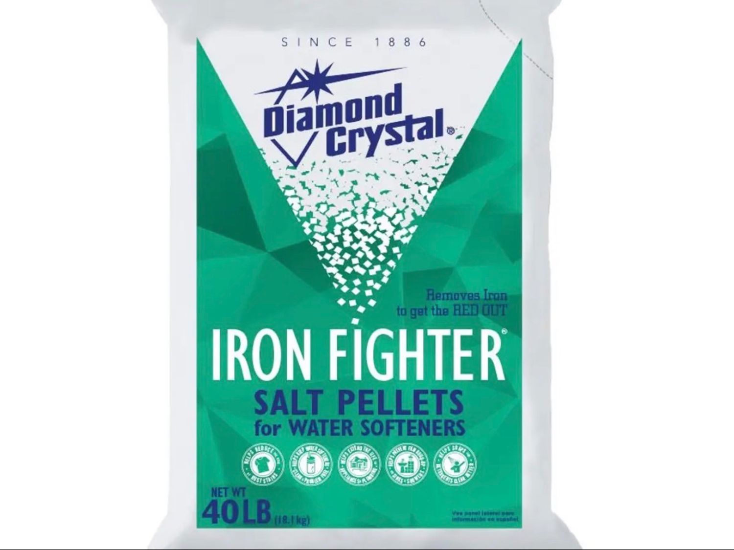 40# RED OUT IRON OUT SOFTNER PELLETS- Green Bag