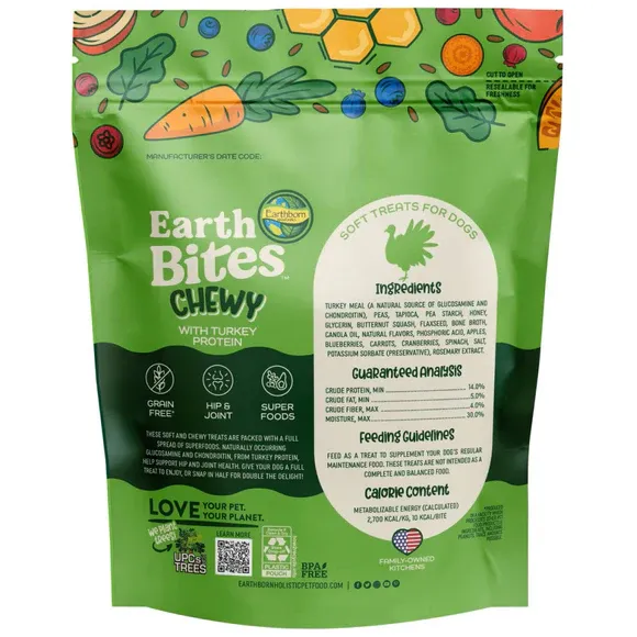 Earthborn Dog Earthbites Chewy Grain Free Turkey Sticks 7oz