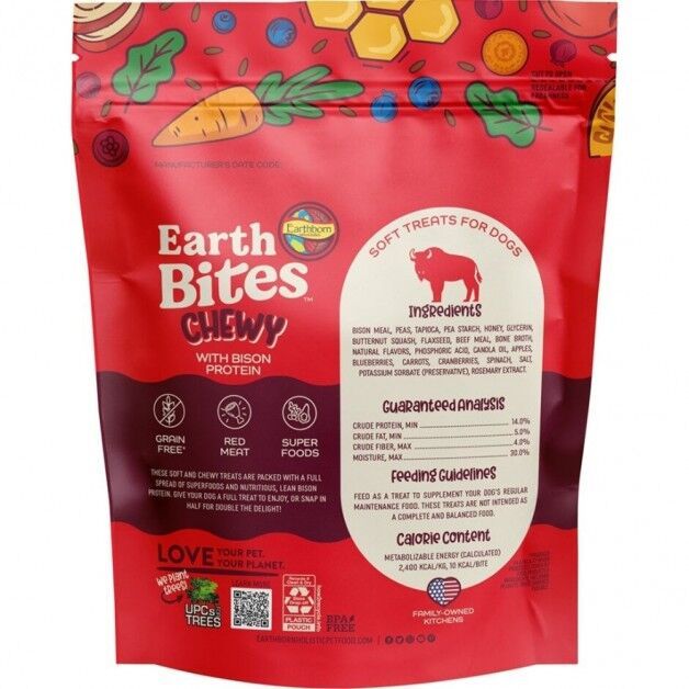 Earthborn Dog Earthbites Chewy Grain Free Bison Sticks 7oz