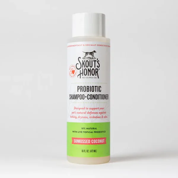 SKOUT'S HONOR DOG &amp; CAT PROBIOTIC SHAMPOO + CONDITIONER SUNKISSED COCONUT 16OZ