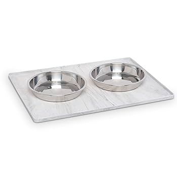 Mussy Mutts Silicone Raised Edge Slip Mat 16"x12" Marble Small