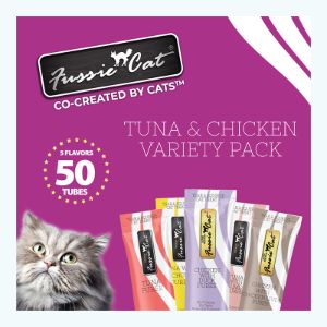 Fussie Cat Puree Tuna &amp; Chicken Variety Pack 50ct 5 Flavors