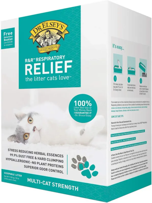 20# Dr Elseys Cat R&amp;R Respiratory Relief Clumping Litter