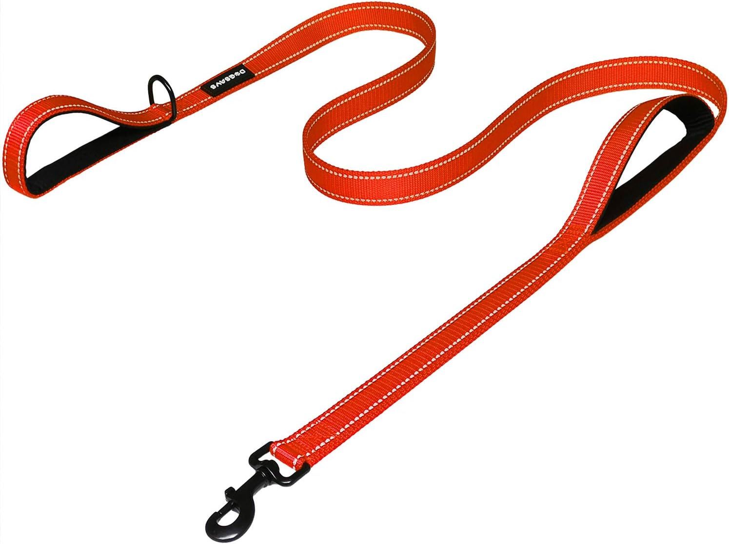 6Ft Orange Traffic Reflective Dual Handle Leash