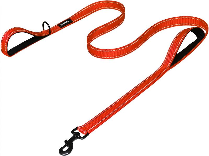 6Ft Orange Traffic Reflective Dual Handle Leash