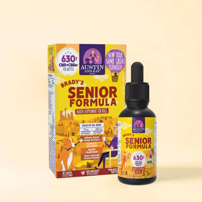 Austin &amp; Kat Brady's Senior Blend 630mg CBD + CBDA Pet Oil 1oz