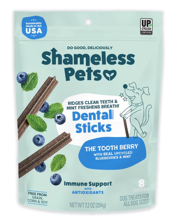 Shameless Tooth Berry (Pre/Probiotic) Dental Sticks Dog Treats 7.2oz