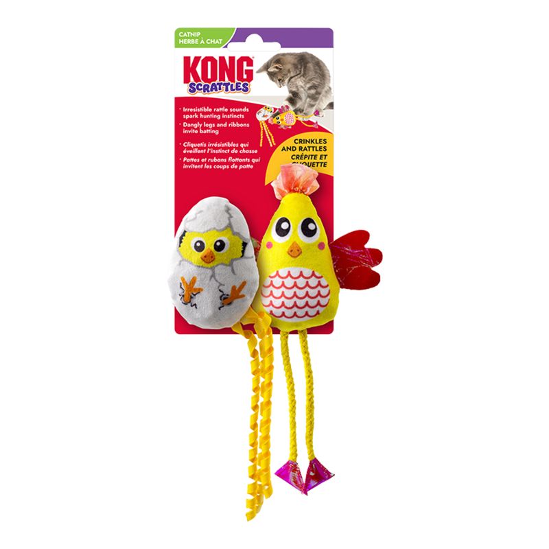 KONG Scrattles Chiken &amp; Egg 2pk Cat Toy