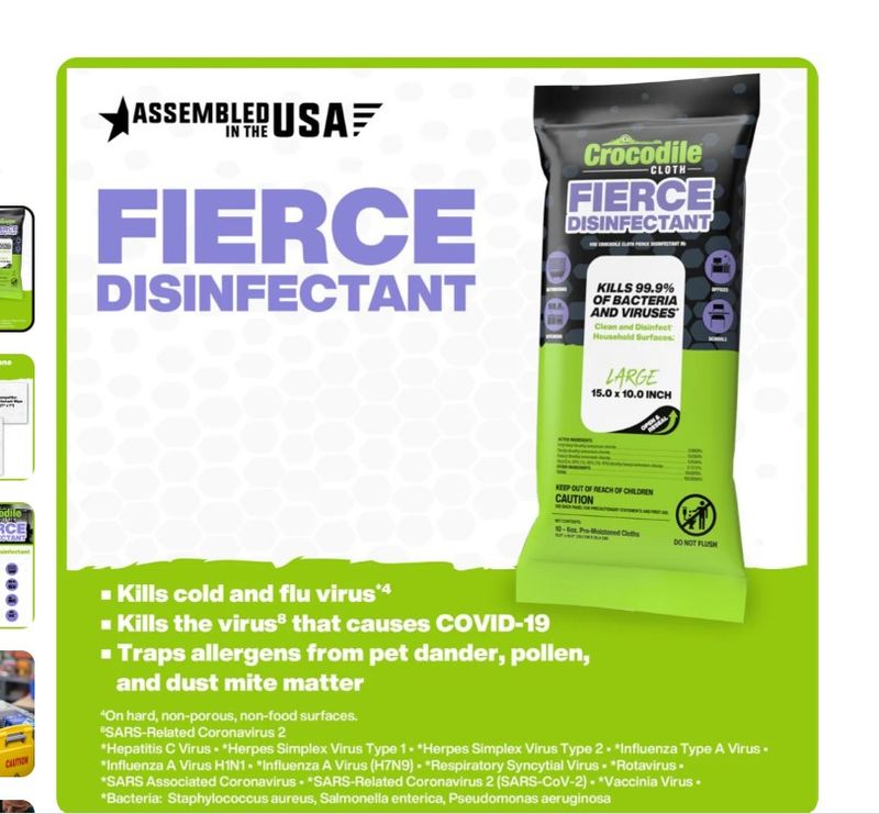 Crocodile Cloth Fierce Disinfectant 10ct