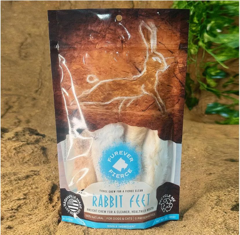 FUREVER RABBIT FEET WITH FUR 4pk