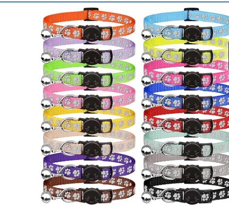 Kitten Paw Prints Collar- Assorted Colors 6-9"