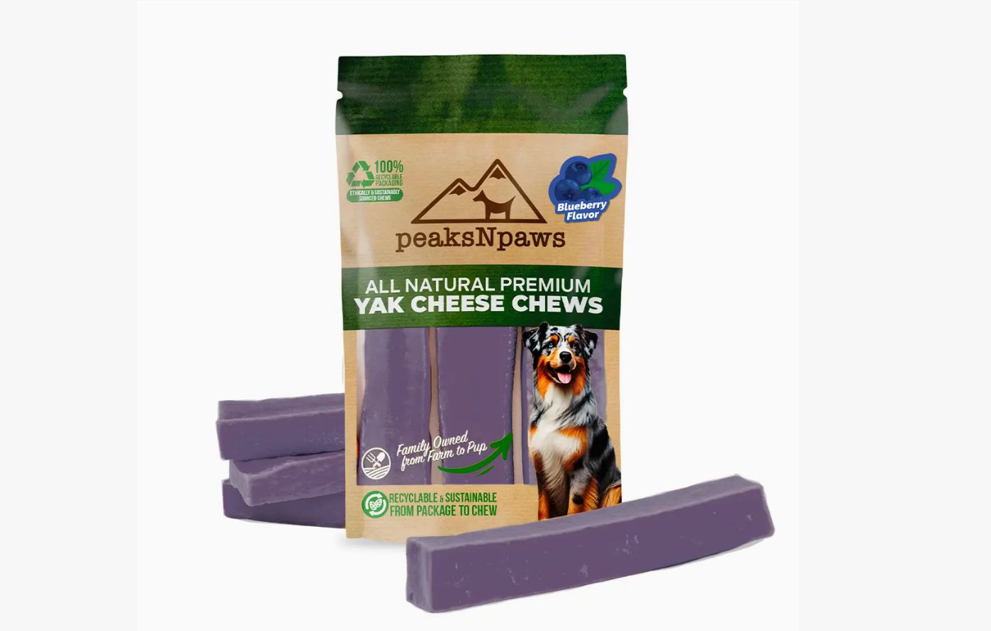 PeaksNPaws Blueberry 3 pk Yak Cheese