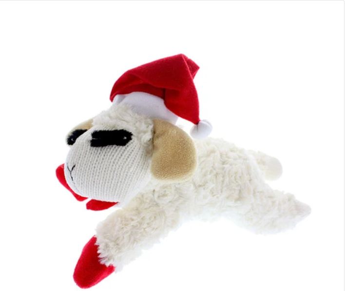 Multipet Holiday Lamb Chop w/ Santa Hat Assorted 10.5"
