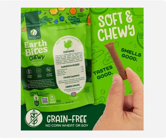 Earthborn Dog Earthbites Chewy Grain Free Turkey Sticks 7oz