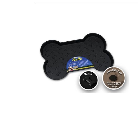 Bella Small Bone Dog Mat Black