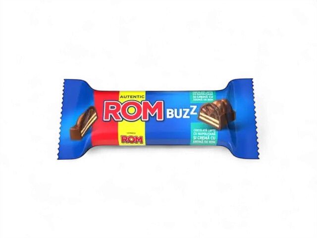 ROM BUZZ NAPOLITANA GLAZURATA CU CREMA DE ROM 50G