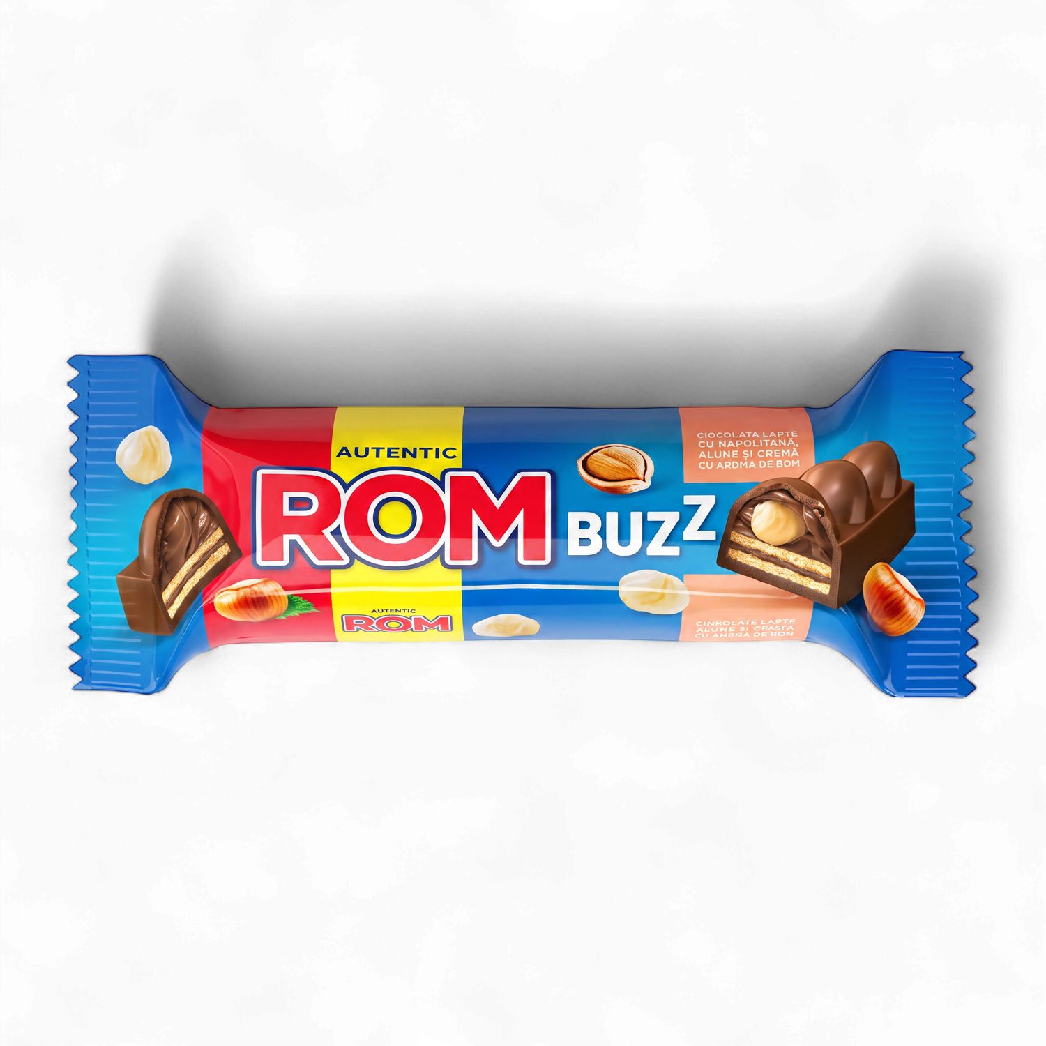 50 G BATON NAPOLITANA CU ALUNE SI CREMA DE CIOCOLATA BUZZ ROM