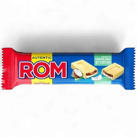 44.5 G BATON ALB CU CREMA DE ROM SI COCOS ROM