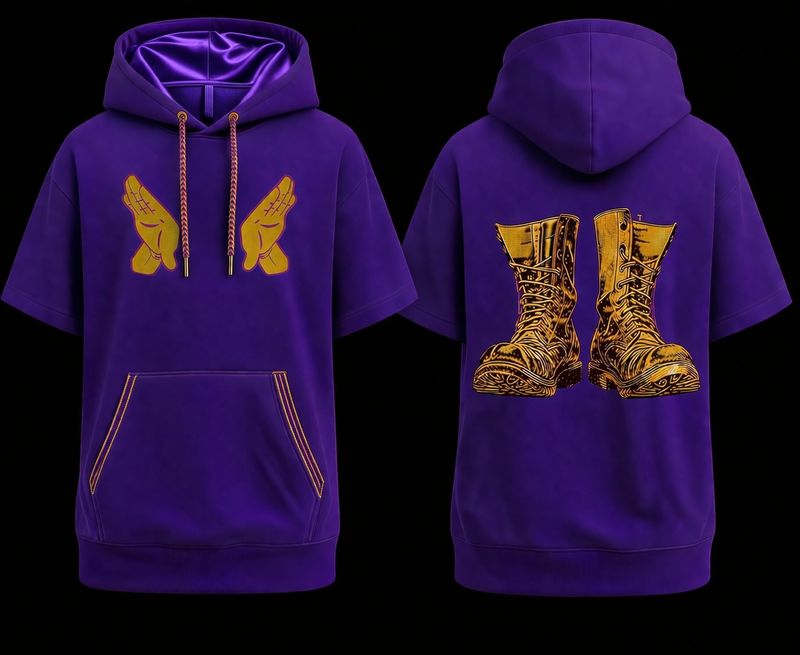 Psi Short Sleeve Boots Hoodie - Purple
