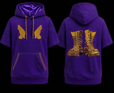 Psi Short Sleeve Boots Hoodie - Purple