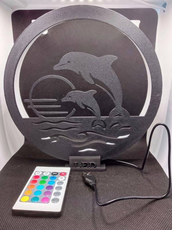 Delfin ringlichtlampe mit eingebauter LED Farbwechsler und Fernbedienung