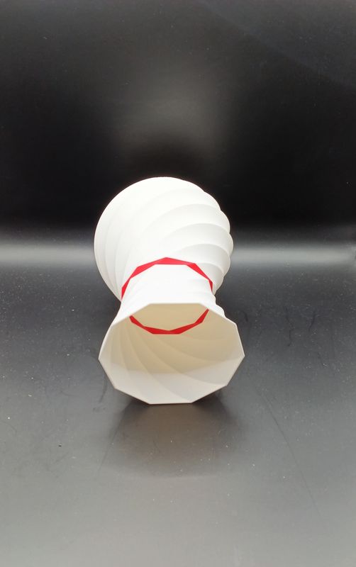 Vase groß in weiß mit roten Ring