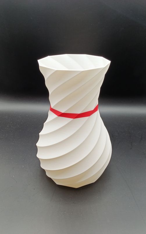 Vase groß in weiß mit roten Ring