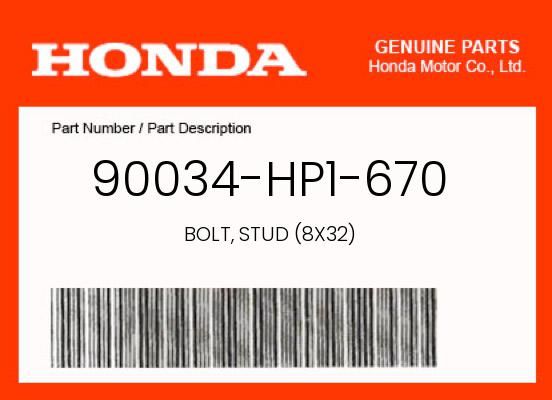 Honda Bolt, Stud (8X32) Cylinder Head Exhaust Studs - 90034-HP1-670