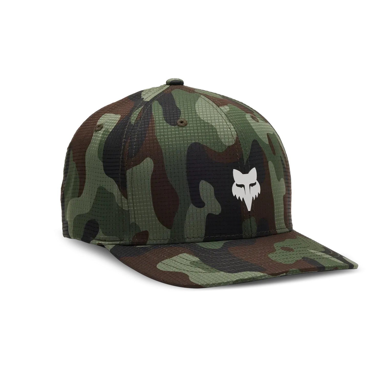 Fox Racing Fox Head Tech Flexfit Hat, Color: Green Camo, Size: L/XL