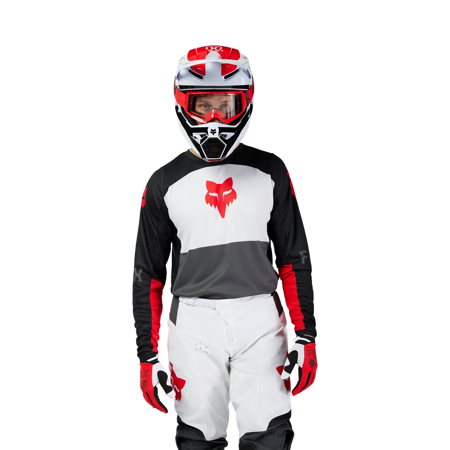 Fox Racing 180 Flow White/Red Gearset - 36/XL
