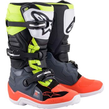 Alpinestars Tech 7S Boots (26'), Color: Gray/Fluo Red/ Fluo Yellow, Size: 2