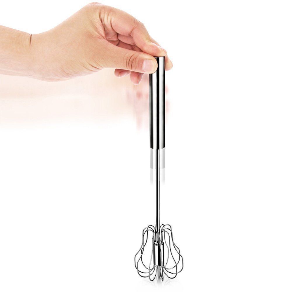 Whisks Easy Hand Push Mixer Whisk, Stainless Steel, 10-Inch
