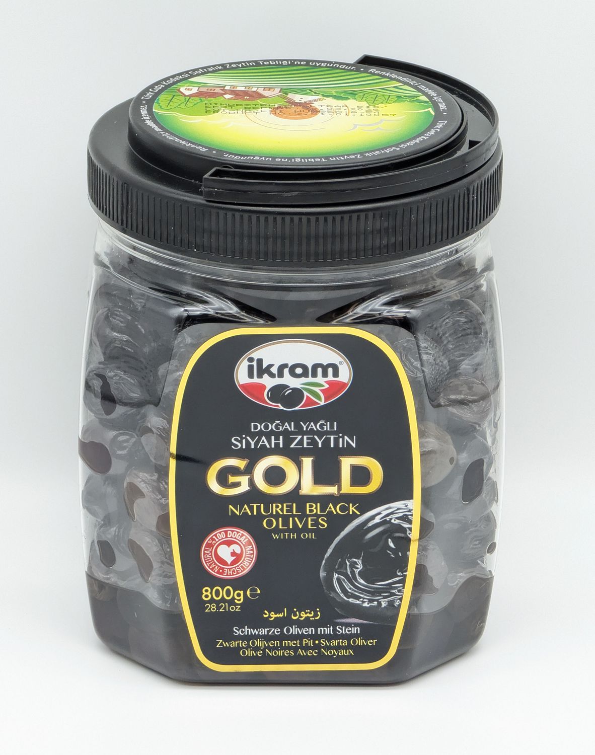IKRAM Natural Black Olives with Oil Gold Sele - Dogal Yagli Siyah Zeytin 800g