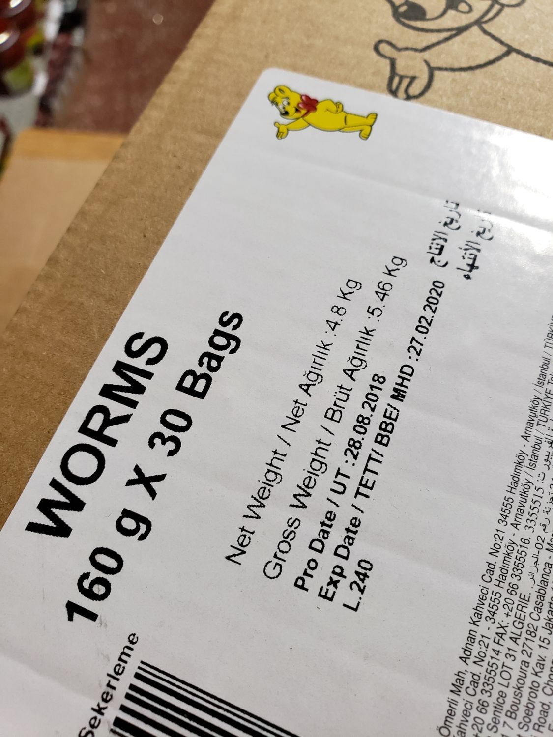 HARIBO Halal Worms 160Gx 30 Bags