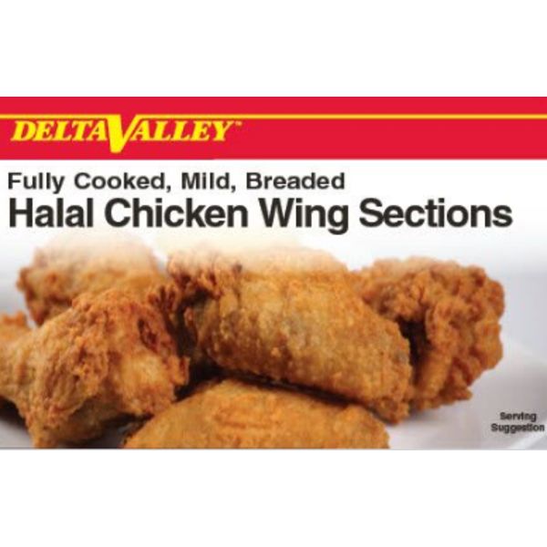 Delta Valley Halalfully Cooked Mild Breaded Chicken Wing - 10lb