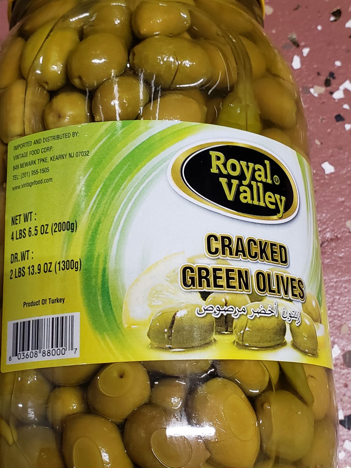 ROYAL VALLEY Turkish Style Cracked Green Olive 2kg/1.3kg