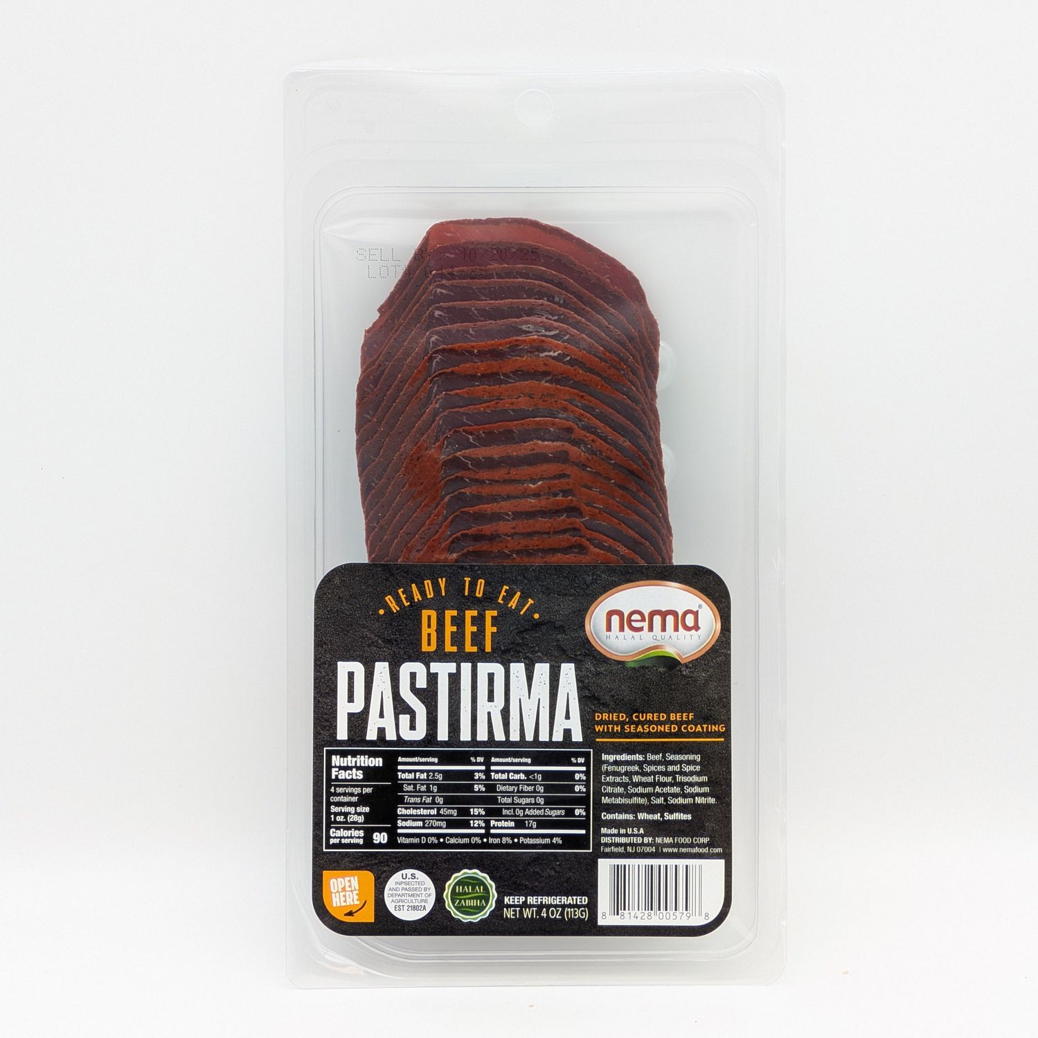 NEMA Sliced Basterma Halal Beef / Dilimli Kayseri Style Pastirma Pastrami 4oz