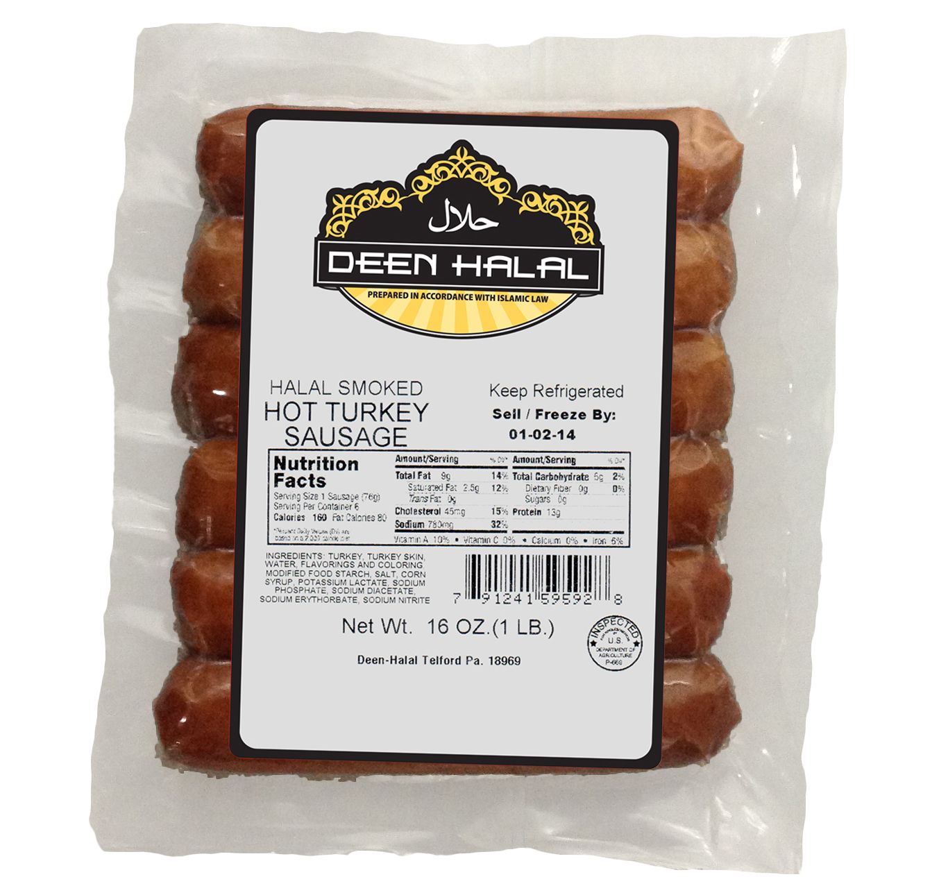 Turkey Sausage Deen Halal Mild