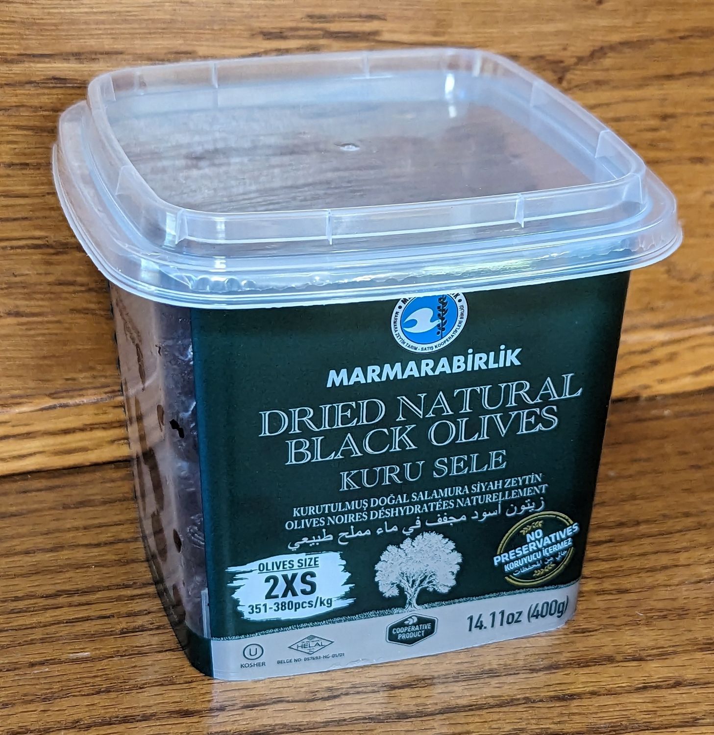 MB Marmara Birlik Dried Natural Black Olives 2XS Kuru Sele 400g