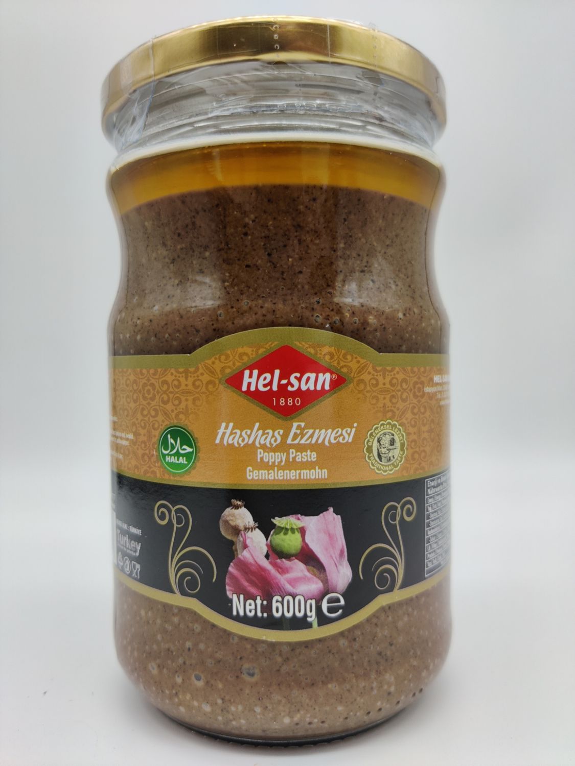 HELSAN Poppy Seed Paste (Hashas Ezmesi) 600g Glass