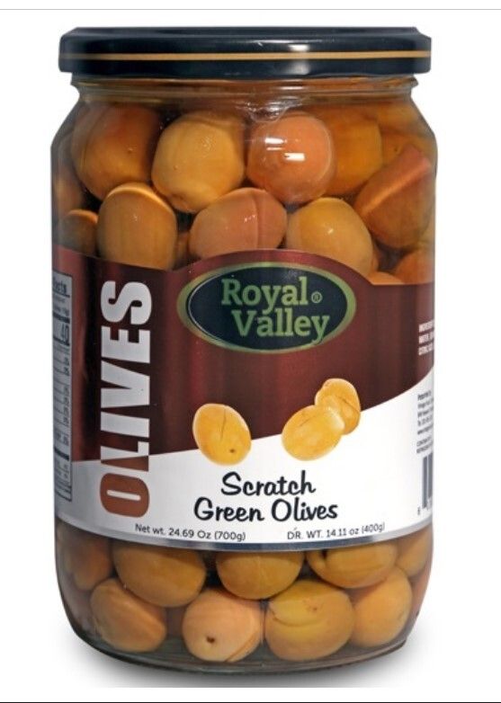 ROYAL VALLEY Scratched Green Olives in Brine - Cizik Yesil Zeytin 700g