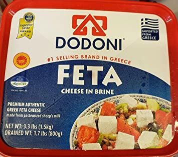 Dodoni Feta Cheese In Brine Premium Authentic Greek Feta Cheese 3.3lb