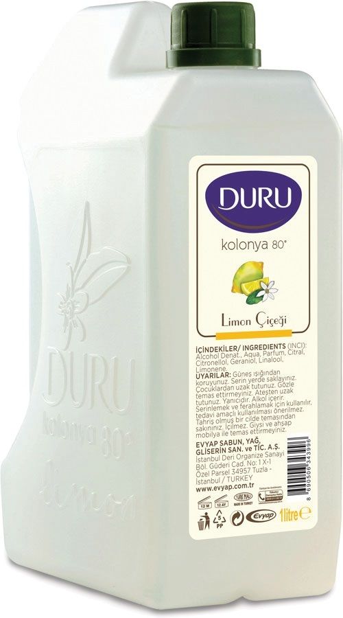 DURU Lemon Cologne (Limon Kolonyasi) 1000mL %80 Alcohol