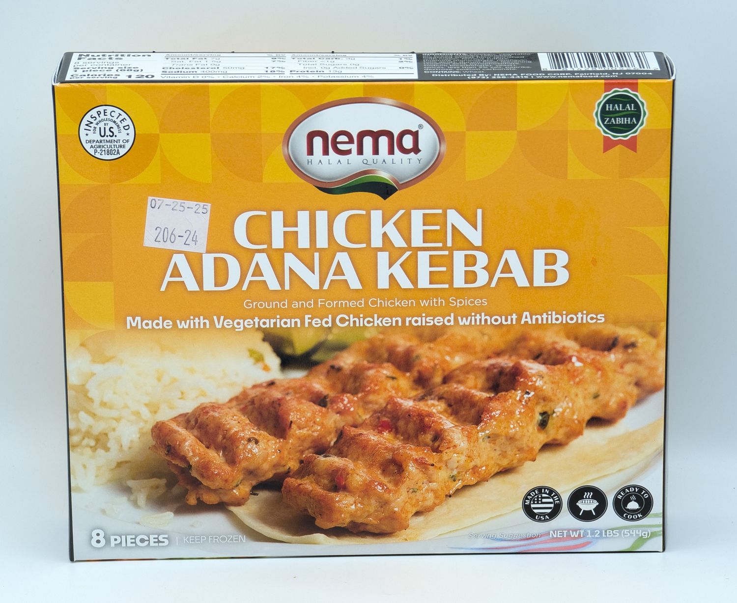 NEMA Halal Chicken Adana Kabab 1.2lb