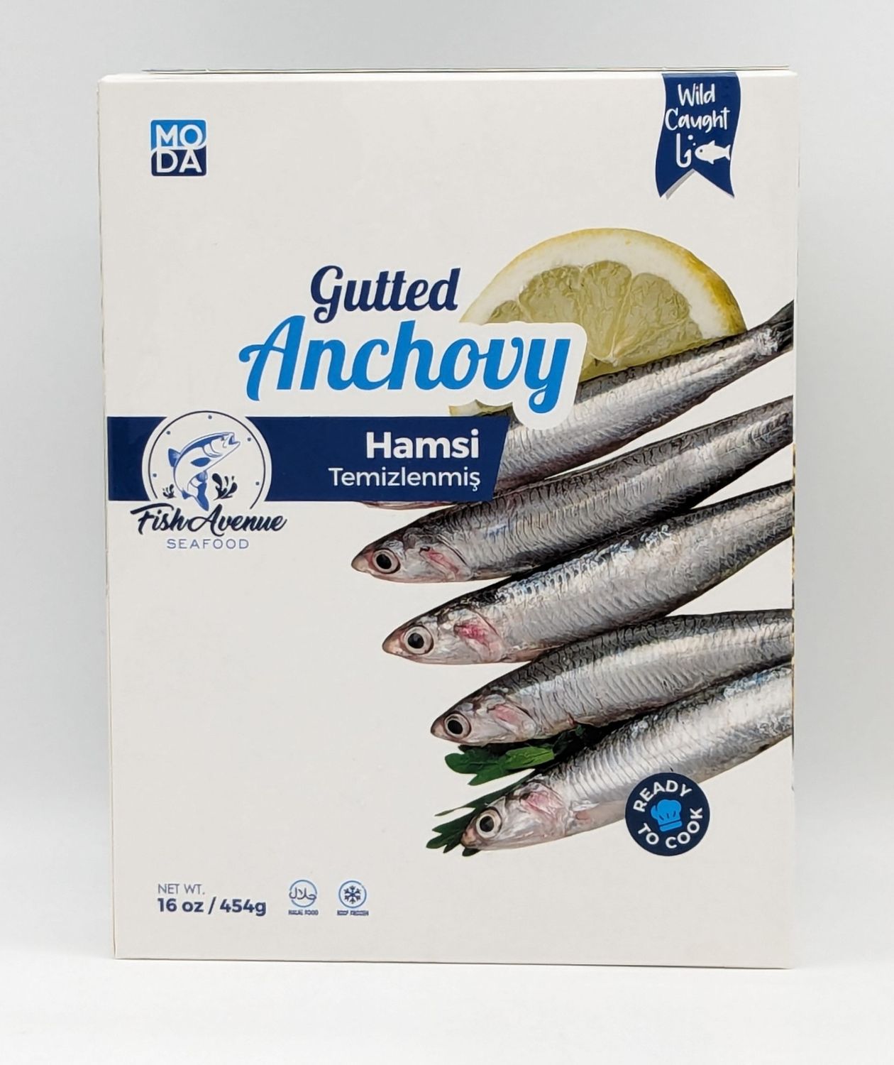 MODA Bando Fish Avenue Seafood Temizlenmis Hamsi Gutted Anchovy (Frozen) 16oz