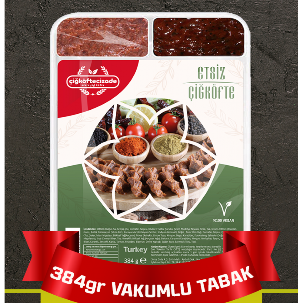 Cigkoftecizade Cig Kofte 380g Vacuum Pack Shaped 16pcs - Vegan Raw Meatball
