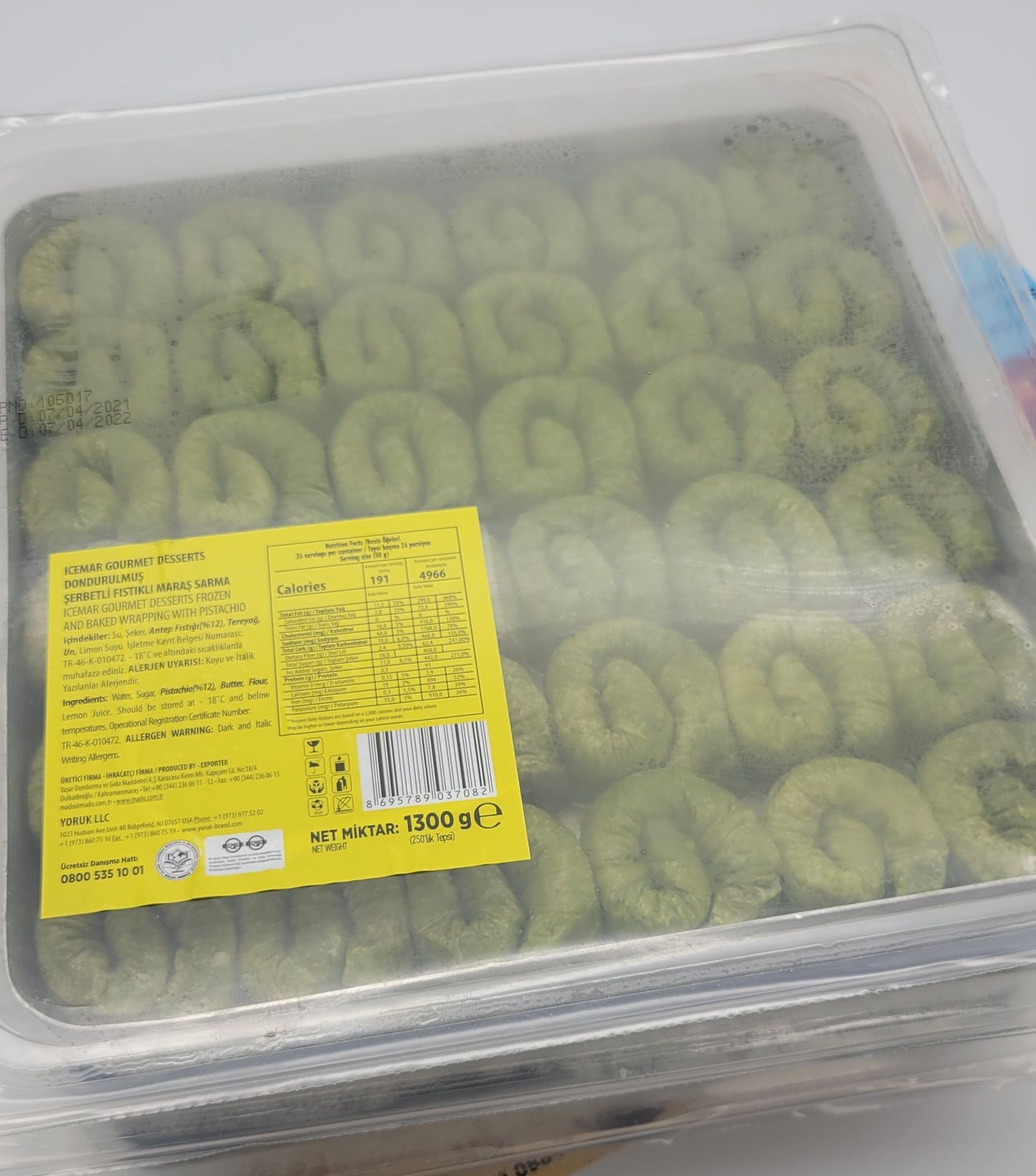 Mado ICE-MAR Fistikli Maras Sarma 1300g- Pistachio Maras Roll By Mado - Hand Made